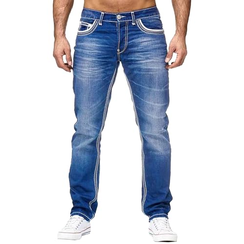 Maiyifu-GJ Mens Jeans Slim Fit Skinny Stretch Biker Jeans for Men Casual Fashion Distressed Tapered Leg Denim Pants