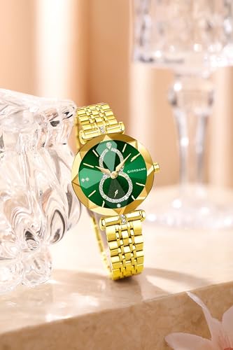 Image of Giordano Luxury Watch for Women - Round Diamond Cut Glass Dial, Elegant Stainless Steel Strap with Quartz Movement