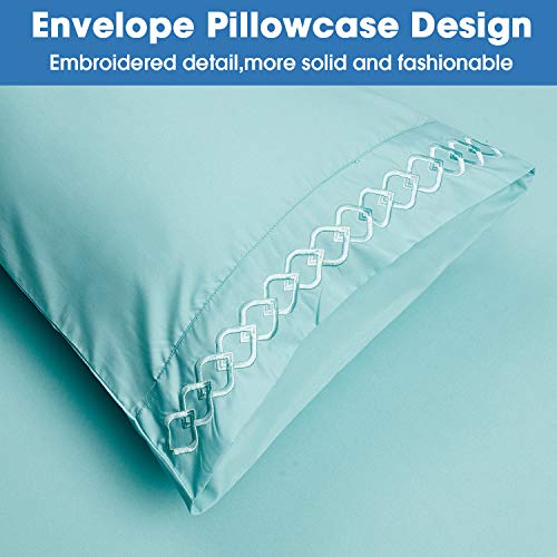 Draps de lit super king size en microfibre brossée douce couleur spa blue
