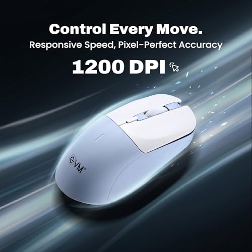 Image of EVM 2.4GHz Wireless Mouse with USB Receiver | 1200 DPI Optical Sensor | 4 Keys Ergonomic Mouse | Smooth Tracking | Wireless Mouse for Laptop, Desktop & Mac | EWLM-630-Blue