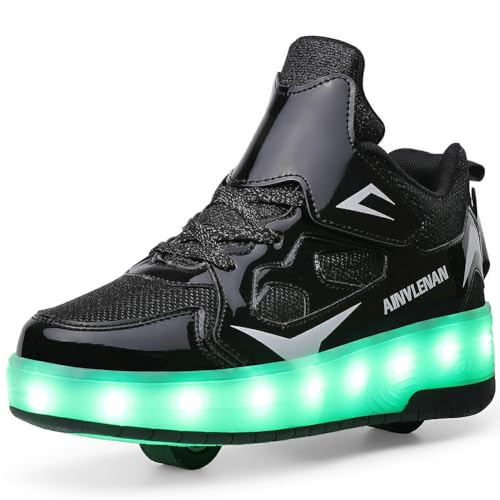 Ylllu New Upgraded - Light up Kids Wheelies Shoes Color Changing LED Roller Shoes USB Rechargealbe Roller Sneaker with Wheel Gift for Girls Boys Children