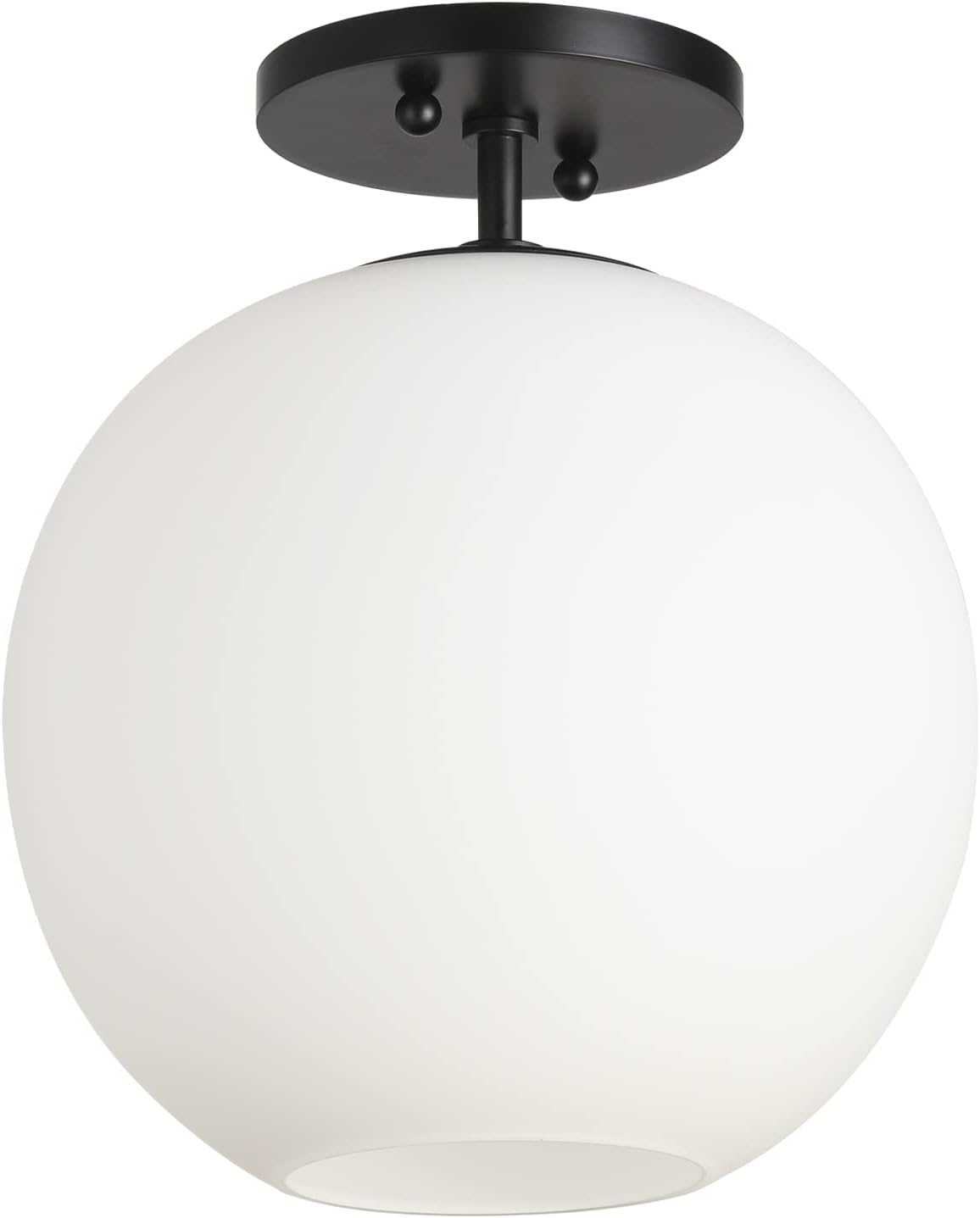 Soft Black Semi Flush Mount Ceiling Light Fixture, Frosted Glass Shade Vintage Close to Ceiling Light Fixture, Modern Indoor Flush Mount Light for Bedroom, Entryway, Room Decor Lamp (Black)