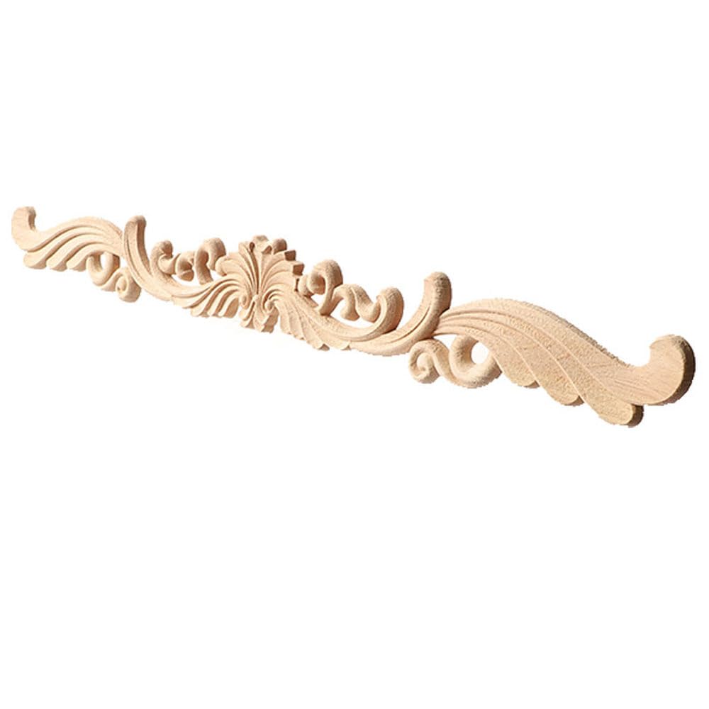 Unbemaltes Holzschnitz-Eckleisten-Applikationsrahmen-Dekor für Heimmöbel, Wandschranktüren, Miniatur, CH35, 80, 8