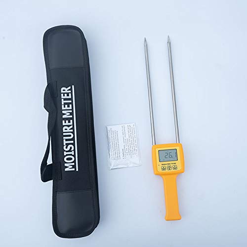 Portable Grain Moisture Meter for Wheat, Rice, Corn, Soybeans, Flour - 5-30% Range, 0.1% Resolution, 280mm Probes - Instant LCD Readout for Farm, Food Processing, Storage