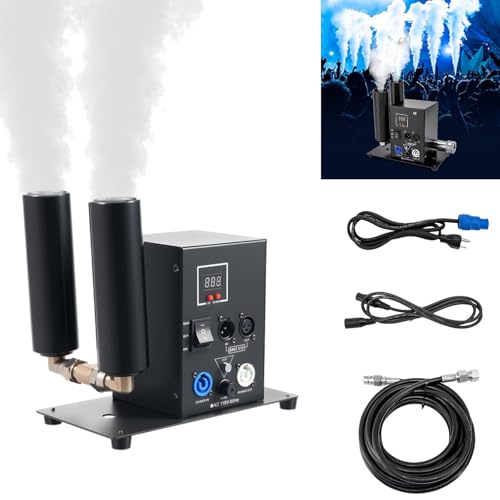 Máquina de humo CO2 de doble cabeza, atomizador digital con control DMX512, altura de rociado multiángulo de 5 a 6 m, cañón de humo con columna de gas de doble boquilla para espectáculos en vivo, eventos DJ, fiestas y bodas miniatura 1