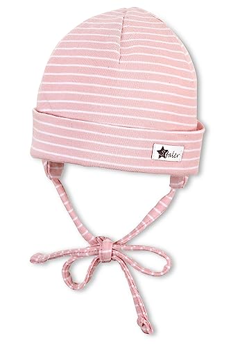 Sterntaler Beanie mit Bindebändern, Umschlag und Streifenmuster, Alter: 6-9 Monate, Größe: 45, Rosa