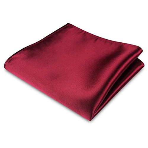 Greenlans Mouchoir de poche carré en satin uni pour homme pour fête de mariage, rouge vin, Taille Unique Cover