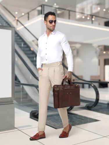 Image of TEAKWOOD LEATHERS Unisex Genuine Leather Textured Laptop Bag | Stylish & Durable Office Bag | Spacious & Elegant Business Messenger Bag for Men & Women