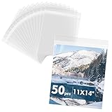 Mat Board Center, 50 Pack 11 1/4' x 14 1/8' Acid-Free Crystal Clear Sleeves Storage Bags for 11x14 Art Prints/Pictures/Photos/Framing Mattes/Documents