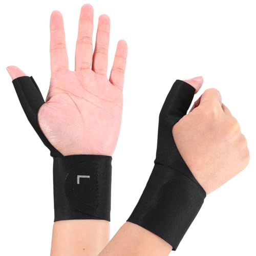 Wanmu 2 Pcs Thumb Wrist Brace Compression Sleeve, Elastic Support Brace Glove, Soft Stabilizer Splint for Women Men Protector Sports, Fits Both Hands (Black, S)