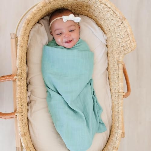 Image of Viviland Muslin Swaddle Blankets, Breathable and Skin-Friendly Baby Receiving Blankets, 4-Pack Plants, 47 x 47 inches