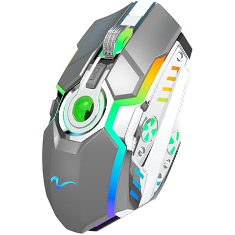 HXMJ-Rechargeable Wireless Gaming Mice with USB Receiver and Decompress Crystal Ball-Gray Cover