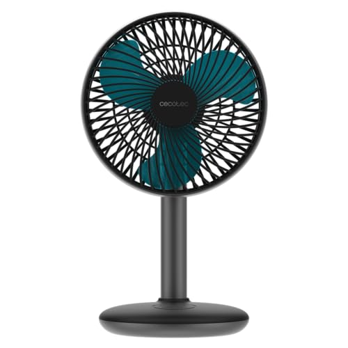 Cecotec Ventilador de Sobremesa a Batería EnergySilence 4000 Portable Desk Dark, 4000mAh, Gran Autonomía, 6 pulgadas, Panel táctil, 4 Velocidades, Inclinación ajustable, Negro