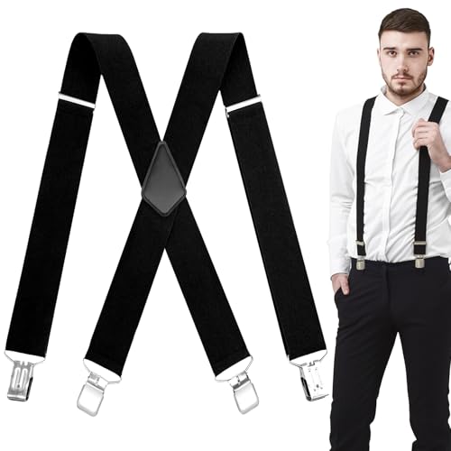 UZSUZZ Herrhängslen, hängslen för män med starka metallklämmor, breda slitstarka X-formade byxhängslen, justerbara elastiska, storlek för män och kvinnor