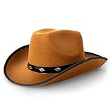Fun Central AZ963, 1 Pc Brown Felt Studded Cowboy Hat, Cowboy Toy Hat Men, Western Cowboy Hat
