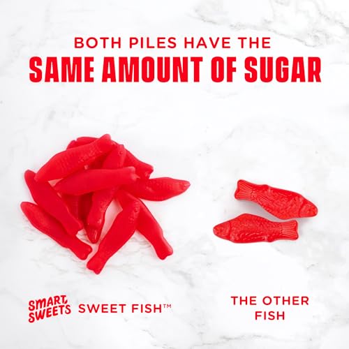 SmartSweets Sweet Fish, Low Sugar Gummy Candy (3g), Low Calorie (130), Gluten-Free -1.8oz (Pack of 12) Packaging may vary
