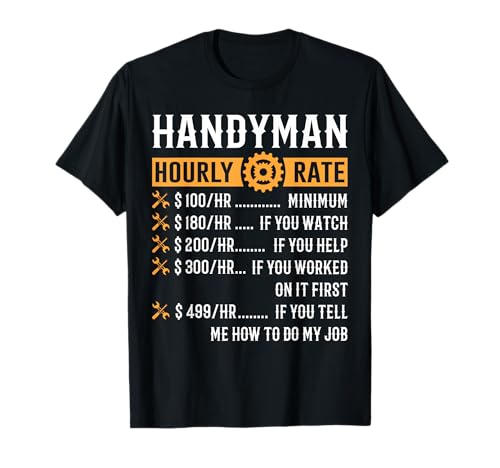 Funny Handyman Gifts ThNh Apparel Unisex Adult T-Shirt Black Short Sleeve Classic Fit Cotton Machine Wash Size S M L XL Imported