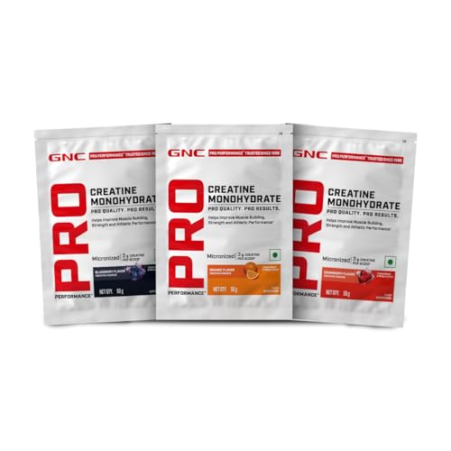 Image of GNC Pro Performance Pure Micronized Creatine Monohydrate | 50 g| Pack of 3 | Assorted | Instantized | Fuels Muscles | Increase Muscle Mass | Rapid Absorption | Boosts Athletic Performance