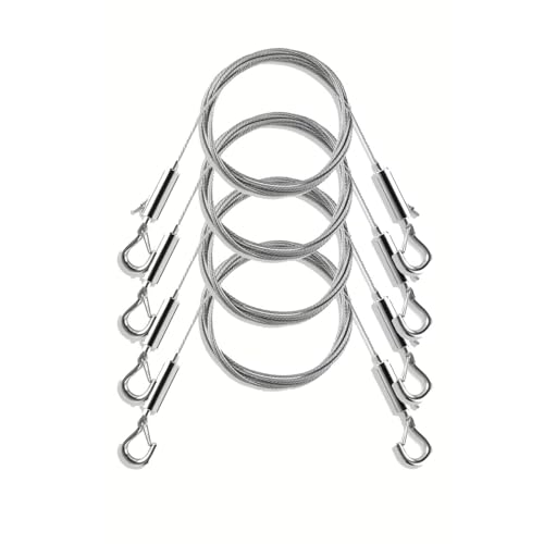 Image of Adjustable Picture Hanging Wire, Upgrade Mirror Frame Hanging Kit, 6.6FT Heavy Duty Stainless Steel Wire Rope, Supports Up to 100lbs (Silver, 4PC-6.6FT)
