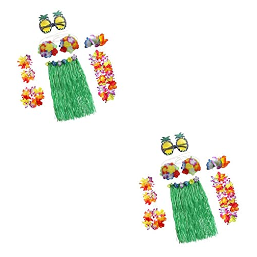 SUWIAKLALL 2 PCS Suprimentos de festa de saia de grama havaiana acessório de fantasia acessório de r