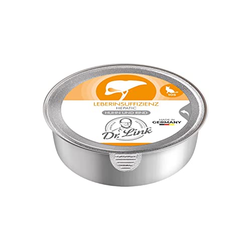 Dr. Link Spezial-Diät Katzenfutter speziell für die Leber, Proteinquelle Huhn & Rind, für Katzen & Kater - Stoffwechsel, Elektrolytausgleich, Unterstützung der Leberfunktion - 12x85g Schale