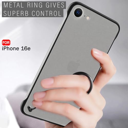 Image of TheGiftKart Hybrid Ultimate Slim Back Case Cover for iPhone 16e | Lightweight Profile | Hard Back Case Cover for iPhone 16e (PC & TPU, Frosted Matte Translucent, Black Sides)