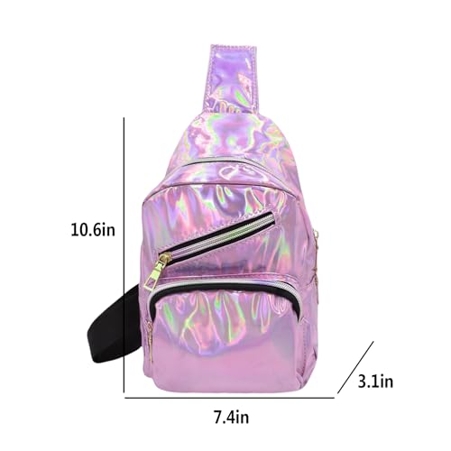 Laser Chest Bag for Women Men Holographic Sling Bag Unisex Colorful Sport Daypack Leather Shiny Crossbody Bag Shoulder Bag3
