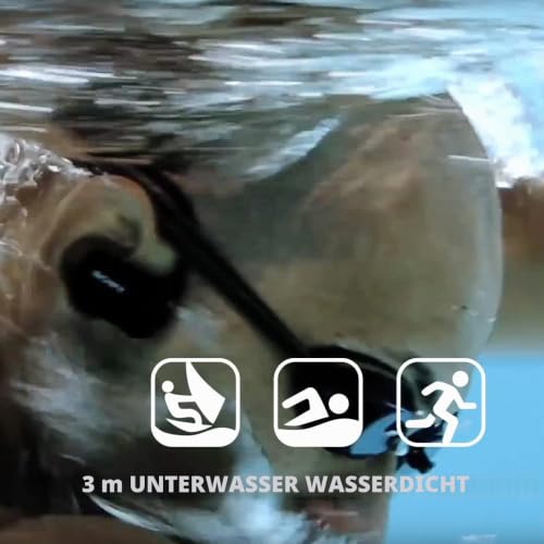 Foto von mashine Schwimmen Kopfhörer mit MP3 Player & Bluetooth, IPX8 Unterwasser 3 Meter Wasserdicht Ohrhörer für Schwimmbad, Dusche, Wakeboarden, Surfen, Schnorcheln, Laufen und Fitness