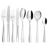 Grunwerg Windsor Carded 44-Piece Boxed Mirror Cutlery Set 44BXWDR, 18/0 Stainless Steel, Silver