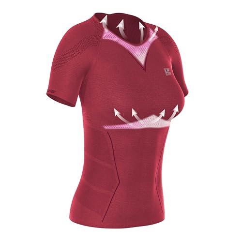 LP SUPPORT ARF2301Z Short Sleeve Workout Tops for Women, Gym, Yoga - Ultimate Comfort & Support (Dark Pink/Violet, M)