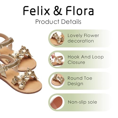 Image of Felix & Flora Toddler Girl Sandals -Flower Girl Dress Shoes Open Toe Little Kid Flats