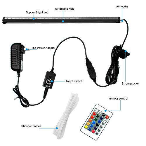 Szminiled 35" Aquarium Light With Air Bubble Hole, 5050 Rgb Led Fish Tank Light With 16 Colors And 4 Modes, Ip68 Waterproof Led Aquarium Lights With Remote Controller For Fish Tank (88Cm) #TOP3