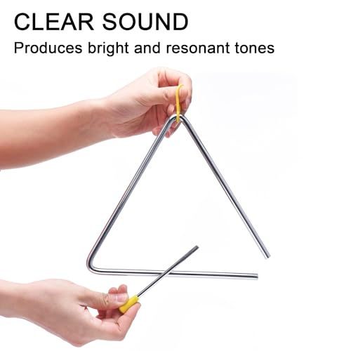 Image of 10 Inch Musical Steel Triangle Percussion Instrument with Striker