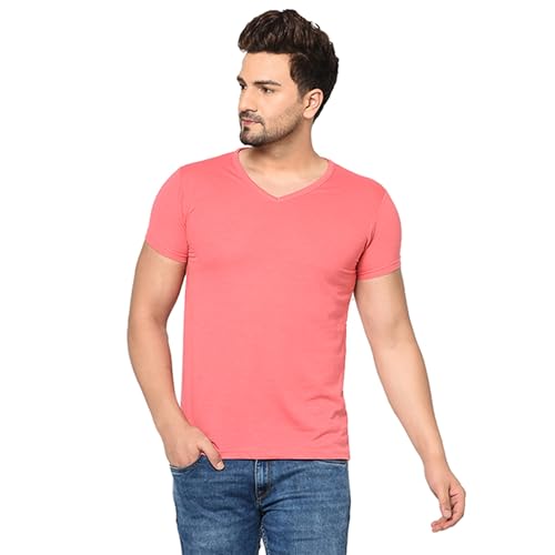 Image of JANGOBOY Men's V Neck Half Sleeve Cotton Blend T-Shirt (Pack of 1)