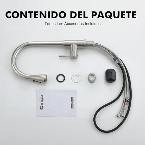 Miniatura 8 de Ibergrif M22137 Grifo Cocina Extraible Con 3 Modos, Grifo Fregadero Cocina Giratorio A 360 Grados, Cold Start, Ahorro De Energía, Acero Inoxidable