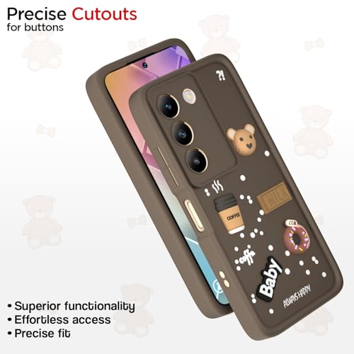 Image of Pikkme Back Cover for Vivo Y200e 5G / Vivo T3 5G | Cute Fun Cartoon 3D Bear Silicone Full Body Protection Bumper Cover (Brown)