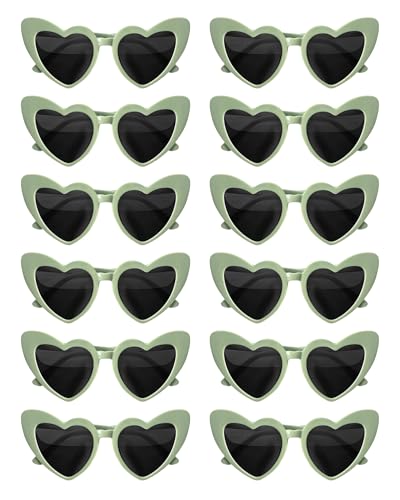 12 Pack Heart Shaped Sunglasses for Women Bachelorette Party Favors Retro Cateye Bridemaid Glasses Bride Shower Gift