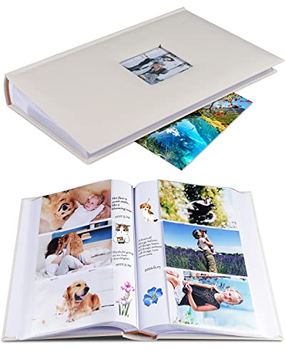 Photo Album 4X6 Hold 402 Photos With Memo Slip-In Pockets Photo Book, Linen Cover Picture Photo Albums With Writing Space For Wedding Family Baby Vacation Mother's Day Beige #TOP5