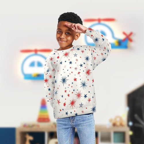 Use 4th July Stars Kids Boys Sweatshirts Hoodies Long Sleeve Sweatshirt With Hoodie Party 4T4