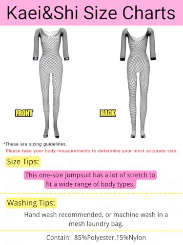 Kaei&Shi Fishnet Bodysuit, Rave Outfits, Backless Bodystocking Fits 0-18