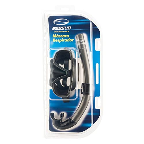 KIT DUA SEASUB, Máscara e Snorkel Respirador para Mergulho Pesca Sub (Titânio)