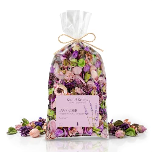Soul & Scents Lavender Potpourri | Dried Flowers | Fine-Living | Natural Decoration | Mood Enhancer | Perfect for Home Decor Gifts and Aromatherapy | Made in India | Pack of 2-140gm Each