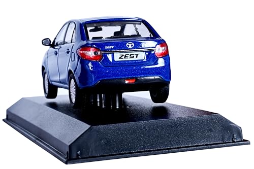 Image of Scale Model Car Tata-Zest-Free Wheel (Acrylic case)-Official 1:43 Die-cast Official Merchandise (Blue)