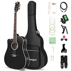 Vangoa 4/4 Guitare pour Gaucher Acoustique électrique Guitare Egaliseur 4 bandes avec débutants kits, 104 cm, Noir - Les Beatles, Paul McCartney, John Lennon, RIngo Starr, George Harrison
