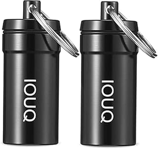 Discrete Herb and Spice Storage Tin Smell-Proof and Water-Proof Seal up Jar 2pack/Small (Metal Black)