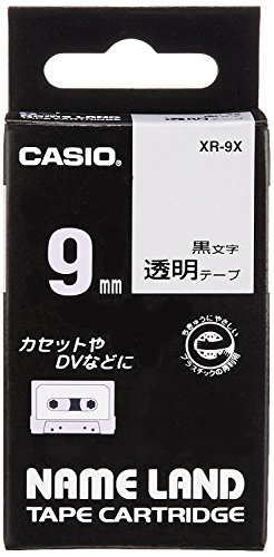 Image of Casio XR-9X-S-DJ /XR-9X1-W-DJ Label Printer Tape (Black Ink Clear)