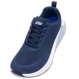 DNOEKW Herren-Wanderschuhe mit breiter Zehenpartie, Fußgewölbeunterstützung, breite Turnschuhe für Plantarfasziitis, Plattfüße, Fersenschmerzlinderung, Größe 42-47, Marineblau, 46 EU