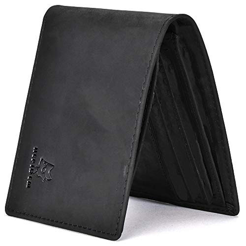 HEPIDEM Crazy Horse Genuine Leather Mens Wallets slim Front Pocket RFID Blocking Card Holder Minimalist Mini Bifold Black 116 HEPIDEM Crazy Horse Genuine Leather Mens Wallets slim Front Pocket RFID Blocking Card Holder Minimalist Mini Bifold Black 116