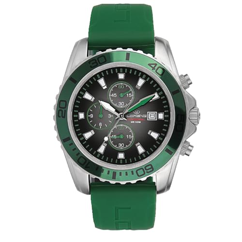 Lorenz - Orologio Sportivo Da Uomo - Cronografo Al Quarzo Modello 026117Gr - Orologio Subacqueo Con Cinturino In Gomma Di Colore Verde