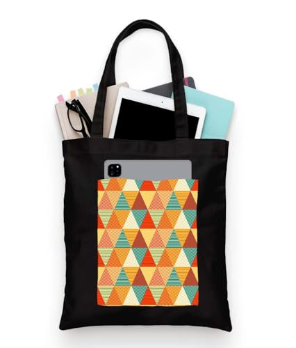 Image of ZORI Black Tote Bag With Pocket Printed Designed Canvas Tote Bags For Women large capacity,Tote bag For Shopping, College, Travel, More Canvas Handbag For Unisex Bag